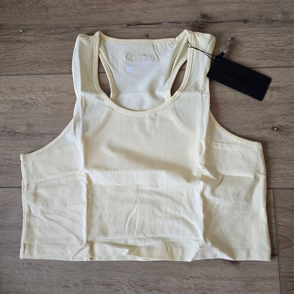 Nwt Alphalete Womens essential crop tank sea salt yellow color